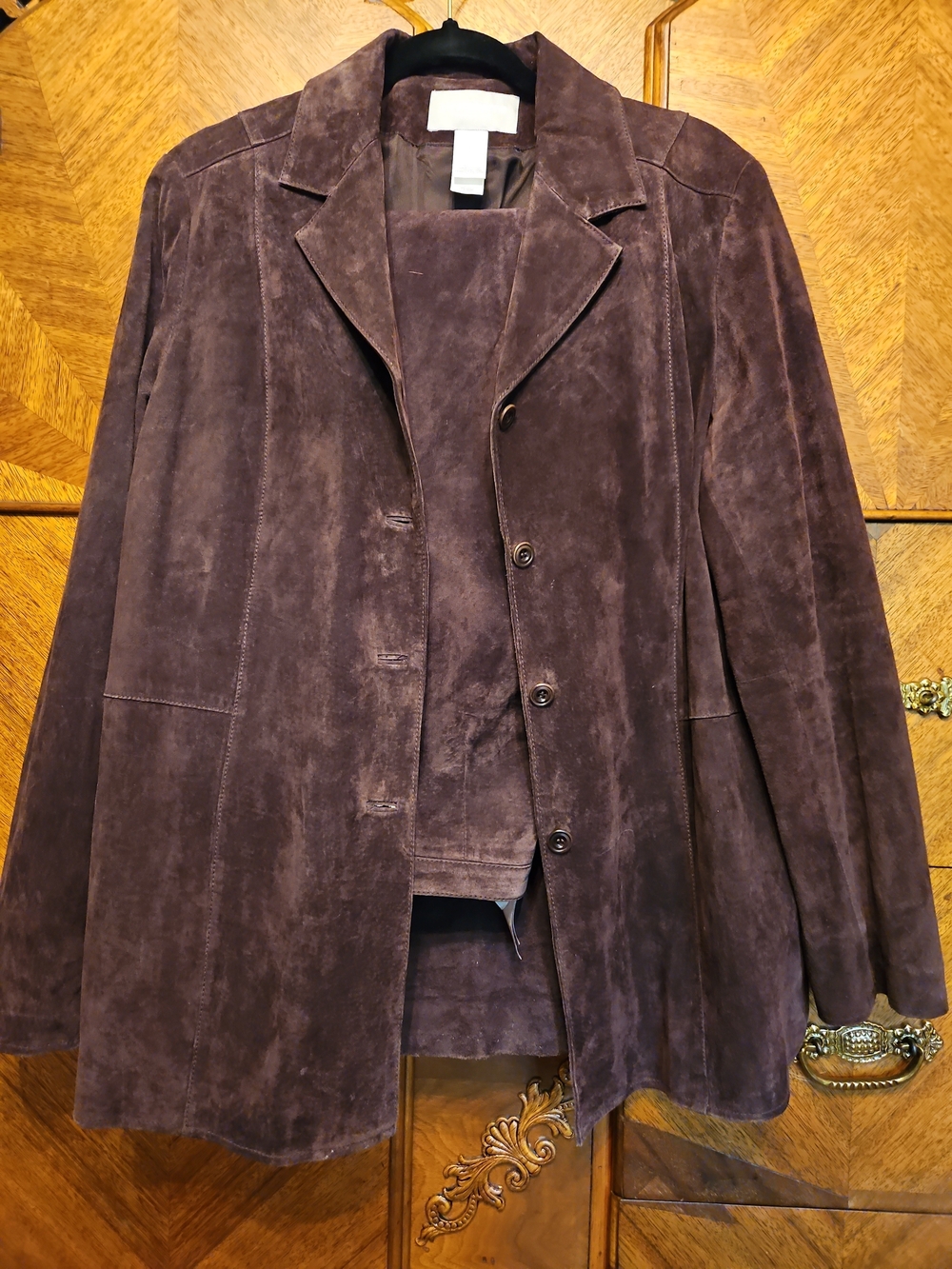 Liz Claiborne Women's Dark Brown Suede Shirt Jacket Pants Suit